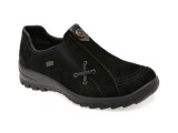 Pantofi RIEKER negri, L7171, din piele intoarsa