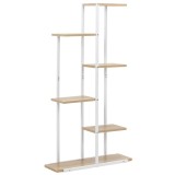 Etajera cu 6 rafturi din metal si MDF, 60x20x113 cm, alb si maro Household NewTrend