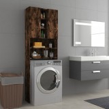 Dulap Masina Spalat Stejar Fumuriu 64x25.5x190 cm, Raft Baie/Bucatarie, Depozitare Multifunctionala