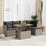 Cumpara ieftin Set mobilier grădină cu perne, 6 piese, gri, poliratan