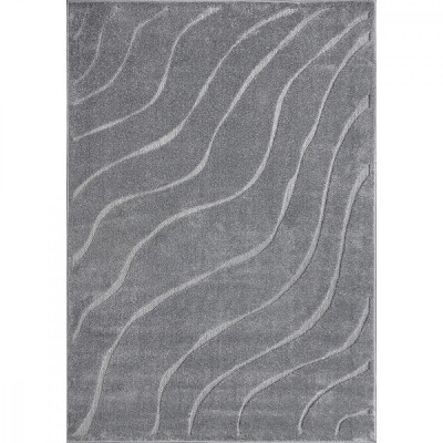 Covor Model Oksi 38012-608, Marime 80 x 150 cm, Gri, Inaltime Fir 6 mm, Antialergic, Polipropilena, Living, Dormitor, Sufragerie, Birou foto