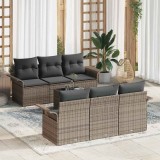 Set de mobilier de grădină cu perne - 7 piese gri din ratan sintetic