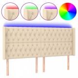 Cumpara ieftin Tablie de pat cu LED, crem, 203x16x118/128 cm, textil