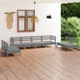Gossi set mobilier de gradina, 8 piese, gri, lemn masiv de pin