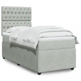 VidaXL Pat box spring cu saltea, gri deschis, 90x200 cm, catifea 3292244