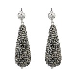 Cumpara ieftin Cercei Argint 925 Goccia cu Marcasite &amp; Zirconiu, Placati Rodiu, 4.5cm, Made in Italy