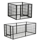 PawHut Tarc de Joacă pentru Animale, 6 Panouri din Oțel, Lungime Ajustabilă 82,5-150x61cm, Ideal pentru Interior/Exterior, Negru | Aosom Romania