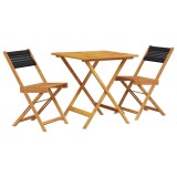 Cumpara ieftin Set mobilier bistro, 3 piese, negru, polipropilena lemn masiv