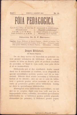 HST Z275 Ziar Foaia pedagogică 15/1897 Sibiu foto