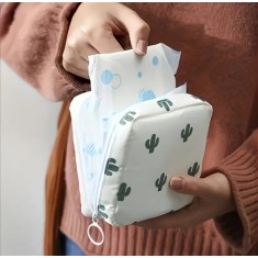 Husa portabila pentru depozitare absorbante, servetele, masca, cosmetice,imprimeu cactus