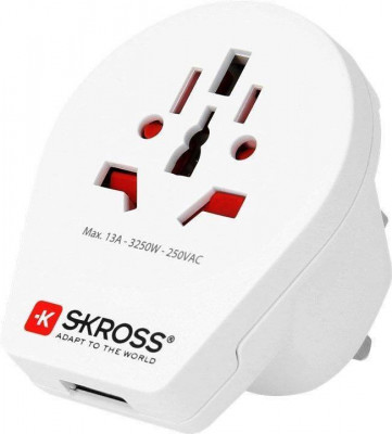 Adaptor priza Skross Universal World - UK cu USB foto