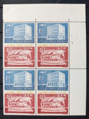 1964 - Ziua Marcii Postale Romanesti - bloc de 4 MNH** colt de coala - LP 595