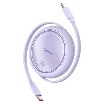 Baseus - Data Cable Free2Draw Mini (P10364500511-00) - Type-C to Type-C, 100W, 1m, Retractable - Nebula Purple foto