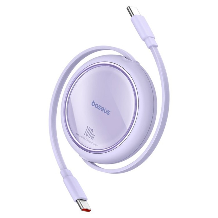 Baseus - Data Cable Free2Draw Mini (P10364500511-00) - Type-C to Type-C, 100W, 1m, Retractable - Nebula Purple