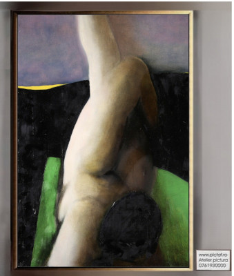 Tablou Nud femeie, tablou abstract smarald living tablou multicolor 150x80 foto