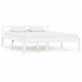 VidaXL Cadru de pat, alb, 140 x 200 cm, lemn masiv de pin