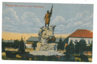 422 - TARGU-JIU, statue Tudor Vladimirescu, Romania - old postcard - used - 1917 foto