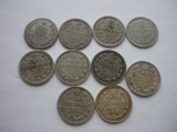 20 KOPEICI 1884, 1893, 1901, 1904, 1907, 1909, 1911, 1913, 1914, 1915 ARGINT LOT