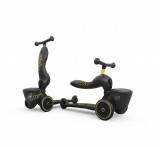 Trotineta copii cu sezut, suport jucarie, transformabila 2in1, HighwayKick 1 Lifestyle Black Gold Limited, 1-5 ani, pana la 50 kg, Scoot Ride, Scoot And Ride