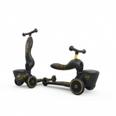 Trotineta copii cu sezut, suport jucarie, transformabila 2in1, HighwayKick 1 Lifestyle Black Gold Limited, 1-5 ani, pana la 50 kg, Scoot Ride