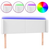 Cumpara ieftin Tablie de pat cu LED, alb, 147x16x78/88 cm, piele ecologica