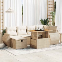 vidaXL Set canapele grădină cu perne 8 piese bej poliratan/lemn acacia 3328059