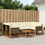 Cumpara ieftin Set de canapele de exterior 7 buc. 6-Locuri Natural si Crem