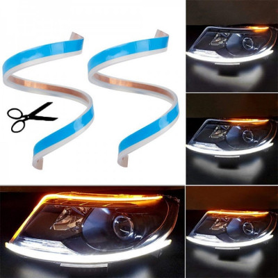 Set 2 buc banda leduri flexibila slim, DRL cu semnalizare secventiala, 30cm foto