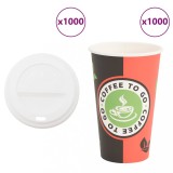 vidaXL Cești de cafea din h&acirc;rtie cu capace 1000 buc 16 oz 400 ml