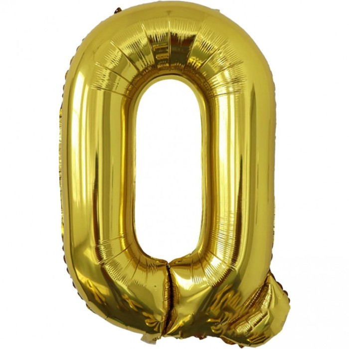 Balon folie metalizata litera q, flippy, 40 cm, umflati cu heliu sau aer, ambalaj individual, pai inclus, auriu