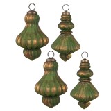 Cumpara ieftin Set 4 globuri brad Craciun sticla verde aurie 8x13 cm, 9x13 cm