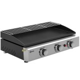 Outsunny Plancha pe gaz din inox, 3 arzătoare, grătar pe gaz cu plită emailată și grilă de menținere la cald, 7,5 kW, 62x44x21cm, Negru | Aosom Romani
