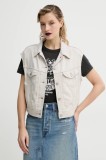 Levi&#039;s vesta SHRUNKEN 90S VEST femei, culoarea bej, de tranzitie, 001W2