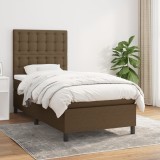 VidaXL Pat box spring cu saltea, maro &icirc;nchis, 100x200 cm, textil