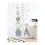 Sticker Perete Autocolant cu Centimetru pentru Copii - Animale Gri 67x113cm - 331792