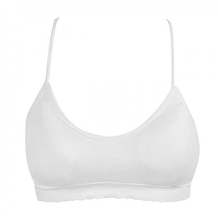 Bustieră Femei, Seamless, Bretele Subțiri X, Alb, One Size