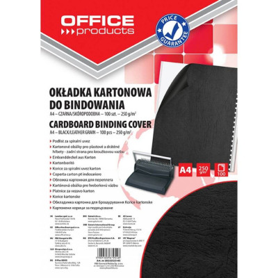 Set 100 Coperti Indosariere A4 Carton Imitatie Piele OFFICE Products, Culoare Neagra, Coperti pentru Indosariat Documente, Coperti Indosariere Documen foto