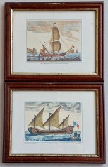Peisaje marine - 2 tablouri cu rama, reproduceri dupa vechi litografii italiene 27x21cm