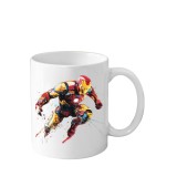 Cana din ceramica haioasa, 330 ml, alba, pentru pasionatii de desene animate, SuperEroi Marvel, IRON MAN