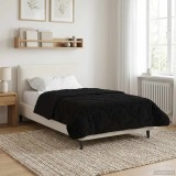 vidaXL Duvet de iarnă Negru 135 x 200 cm Microfibră și fleece Teddy 42026325
