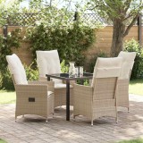 VidaXL Set de masă pentru grădină cu pernă 5 pcs Bej Rattan poli