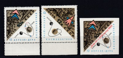 URSS RUSIA 1966 ZIUA COSMONAUTICII+LANSAREA SATELIT LUNA 10 SERII MNH foto