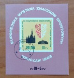 POLONIA-1963-Colita ff veche-CONGRESUL SPORTULUI-stampilata.-Vezi-Scan