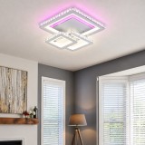 Lustra LED cu telecomanda si cristal NOVA QUADRIA RGB, 154W, 3 Patrate, lumina Rece/Calda/Neutra, Dimabila, Alb