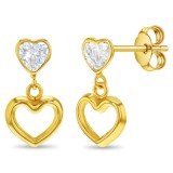 Cercei Copii din Aur 14K, model Heart to Heart Dangle