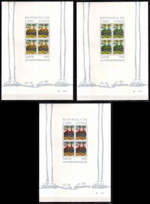 Capul Verde 1985, Mi #497-9 = Bl 7-9**, pictura, Hundertwasser, MNH! Cota 360 &amp;euro;! foto