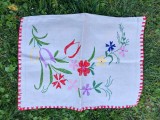 Fata de perna veche taraneasca, cusatura broderie de mana pe panza de canepa, model cu flori, vechi, vintage, Ro