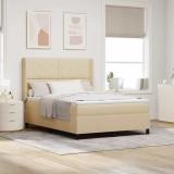 vidaXL Pat cu arcuri cu saltea cu headboard Crem 160 x 200 cm țesătură 3341719