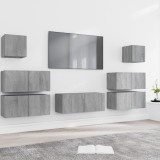 vidaXL Set comode TV, 7 piese, gri sonoma, lemn compozit