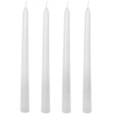 Set Lum&acirc;nări Sfeșnic, Model Decorativ, Alb, 4 Bucăți, Parafină, 2x25cm, Oem